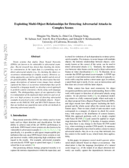 Exploiting Multi-Object Relationships for Detecting Adversarial Attacks
  in Complex Scenes