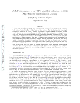 Global Convergence of the ODE Limit for Online Actor-Critic Algorithms
  in Reinforcement Learning