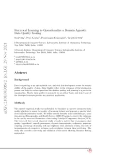 Statistical Learning to Operationalize a Domain Agnostic Data Quality
  Scoring