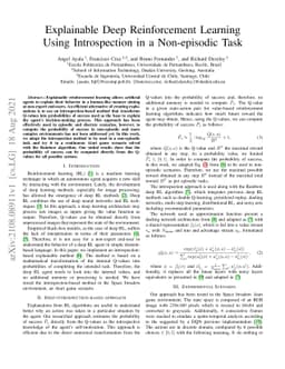 Explainable Deep Reinforcement Learning Using Introspection in a
  Non-episodic Task
