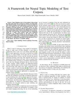 A Framework for Neural Topic Modeling of Text Corpora