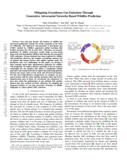Mitigating Greenhouse Gas Emissions Through Generative Adversarial
  Networks Based Wildfire Prediction