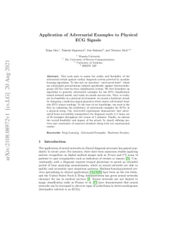 Application of Adversarial Examples to Physical ECG Signals