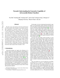 Towards Understanding the Generative Capability of Adversarially Robust
  Classifiers