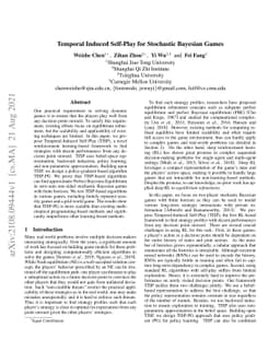 Temporal Induced Self-Play for Stochastic Bayesian Games