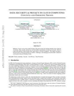Data Security and Privacy in Cloud Computing: Concepts and Emerging
  Trends