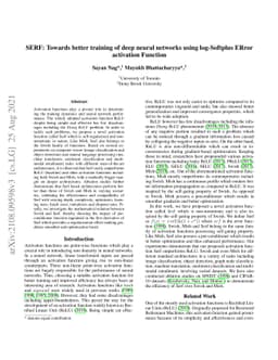 SERF: Towards better training of deep neural networks using log-Softplus
  ERror activation Function
