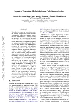 Impact of Evaluation Methodologies on Code Summarization