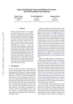 Improving Distantly Supervised Relation Extraction with Self-Ensemble
  Noise Filtering