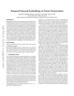 Temporal Network Embedding via Tensor Factorization