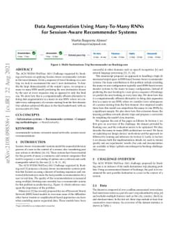 Data Augmentation Using Many-To-Many RNNs for Session-Aware Recommender
  Systems