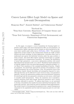 Convex Latent Effect Logit Model via Sparse and Low-rank Decomposition
