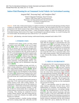 Indoor Path Planning for an Unmanned Aerial Vehicle via Curriculum
  Learning