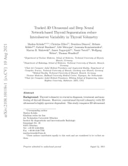 Tracked 3D Ultrasound and Deep Neural Network-based Thyroid Segmentation
  reduce Interobserver Variability in Thyroid Volumetry