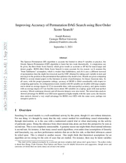 Improving Accuracy of Permutation DAG Search using Best Order Score
  Search
