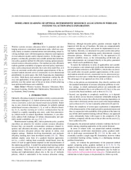 Model-Free Learning of Optimal Deterministic Resource Allocations in
  Wireless Systems via Action-Space Exploration