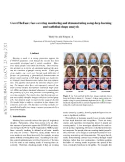 CoverTheFace: face covering monitoring and demonstrating using deep
  learning and statistical shape analysis