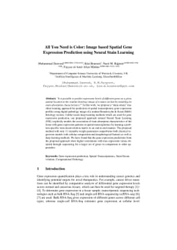 All You Need is Color: Image based Spatial Gene Expression Prediction
  using Neural Stain Learning