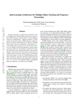 Joint Learning Architecture for Multiple Object Tracking and Trajectory
  Forecasting