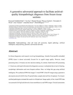 A generative adversarial approach to facilitate archival-quality
  histopathologic diagnoses from frozen tissue sections