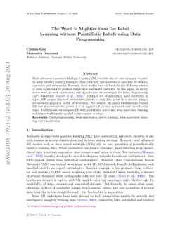 The Word is Mightier than the Label: Learning without Pointillistic
  Labels using Data Programming