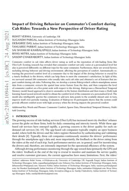 Impact of Driving Behavior on Commuter's Comfort during Cab Rides:
  Towards a New Perspective of Driver Rating