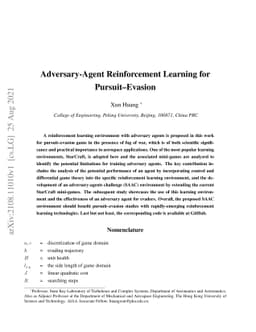 Adversary agent reinforcement learning for pursuit-evasion