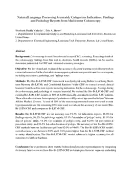Natural Language Processing Accurately Categorizes Indications, Findings
  and Pathology Reports from Multicenter Colonoscopy
