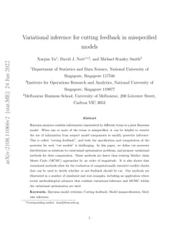 Variational inference for cutting feedback in misspecified models