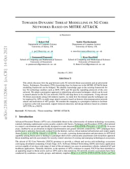 Towards Dynamic Threat Modelling in 5G Core Networks Based on MITRE
  ATT&CK