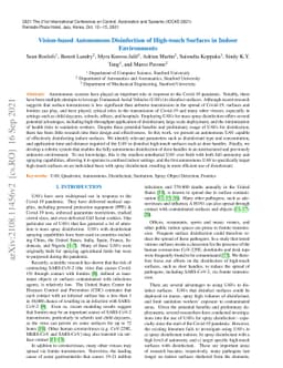 Vision-based Autonomous Disinfection of High Touch Surfaces in Indoor
  Environments