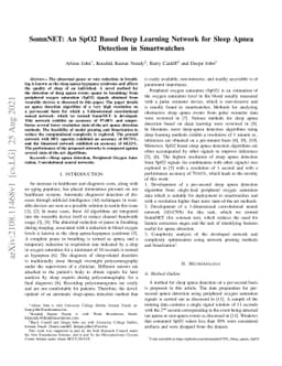 SomnNET: An SpO2 Based Deep Learning Network for Sleep Apnea Detection
  in Smartwatches
