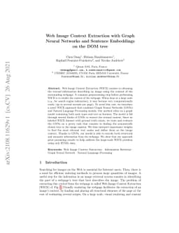 Web Image Context Extraction with Graph Neural Networks and Sentence
  Embeddings on the DOM tree