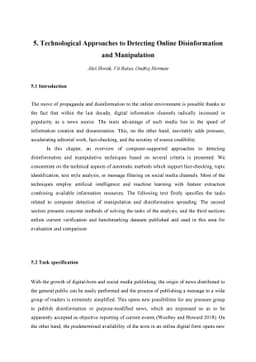 Technological Approaches to Detecting Online Disinformation and
  Manipulation