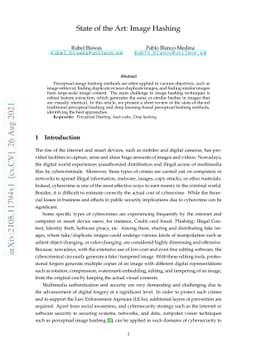 State of the Art: Image Hashing