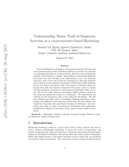 Understanding Money Trails of Suspicious Activities in a
  cryptocurrency-based Blockchain