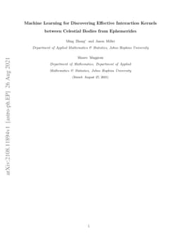 Machine Learning for Discovering Effective Interaction Kernels between
  Celestial Bodies from Ephemerides