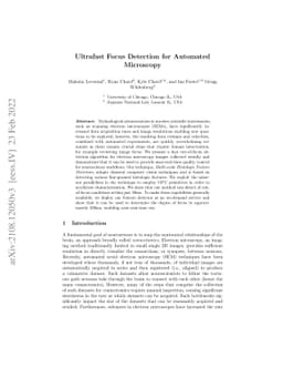 Ultrafast Focus Detection for Automated Microscopy