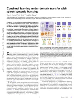 Continual learning under domain transfer with sparse synaptic bursting