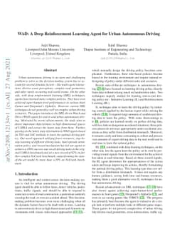 WAD: A Deep Reinforcement Learning Agent for Urban Autonomous Driving