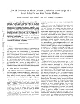 UNICEF Guidance on AI for Children: Application to the Design of a
  Social Robot For and With Autistic Children