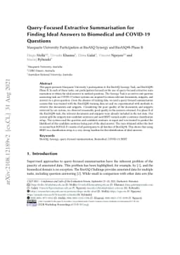 Query-Focused Extractive Summarisation for Finding Ideal Answers to
  Biomedical and COVID-19 Questions