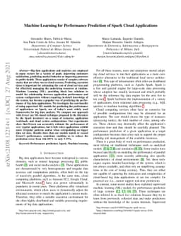 Machine Learning for Performance Prediction of Spark Cloud Applications