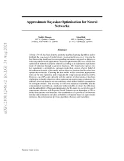Approximate Bayesian Optimisation for Neural Networks