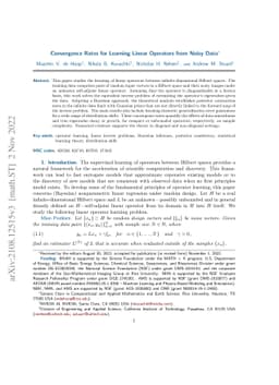 Convergence Rates for Learning Linear Operators from Noisy Data