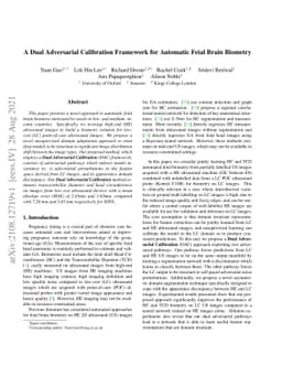 A Dual Adversarial Calibration Framework for Automatic Fetal Brain
  Biometry