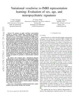 Variational voxelwise rs-fMRI representation learning: Evaluation of
  sex, age, and neuropsychiatric signatures