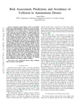 Risk Assessment, Prediction, and Avoidance of Collision in Autonomous
  Drones
