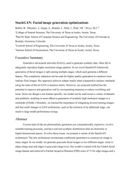 StackGAN: Facial Image Generation Optimizations