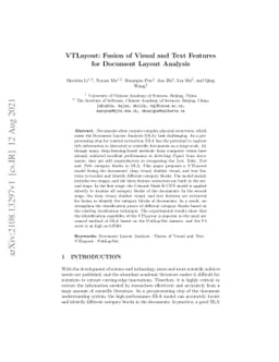 VTLayout: Fusion of Visual and Text Features for Document Layout
  Analysis